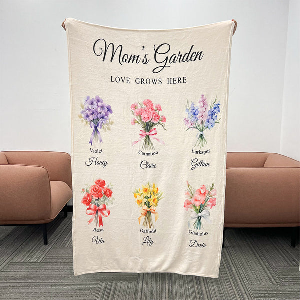 Birth Month Flower Bouquet Customized Blanket