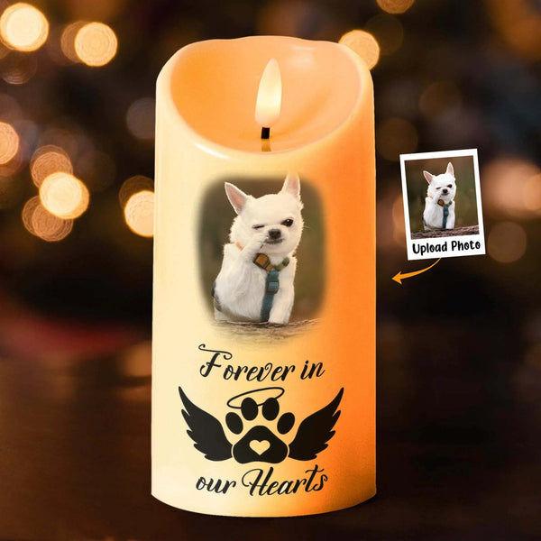 LED Candle - Forever in Our Hearts Personalized Pet Memorial with Photo