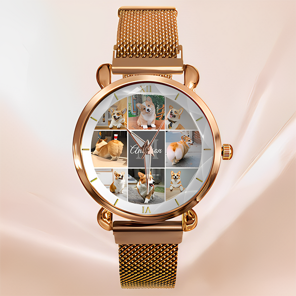 4&9 Photo Custom Collage Personalized Watch - Gift Choice for Pet Lovers