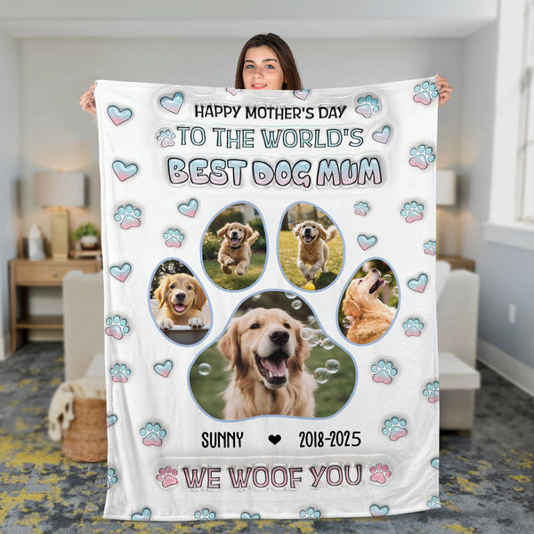 I Woof You Best Chibi Dog Mom - Family Personalized Custom Blanket - Mother's Day Gift