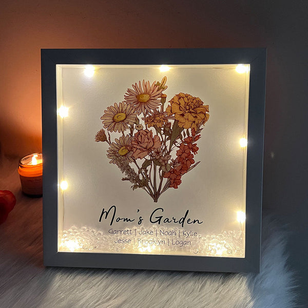 Birth Flower Family Bouquet Custom Light Frame Box