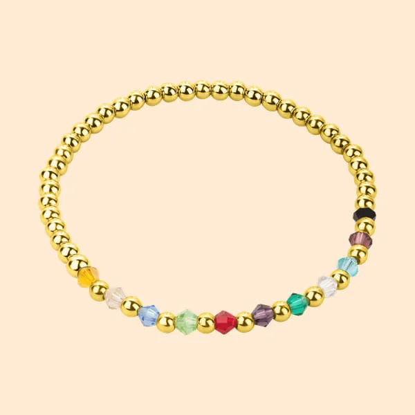 Personalized 1-12 Family Birthstones Elastic Beaded Bracelet Birthday Mother's Day Gift for Woman Mom