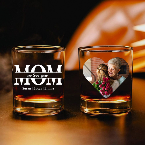 Mom We Love You - Personalized Glass Cup With Custom Photo