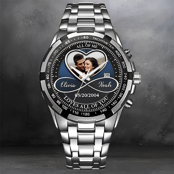 Upload Couple Photo & Name Customize - Custom Valentine Gift Couple Watches