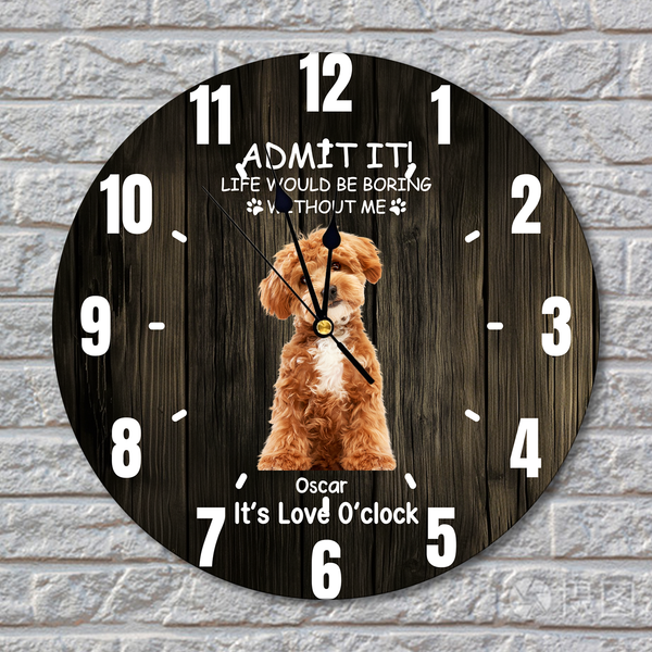 Personalized Wooden Pet Clock - Funny Dog & Cat Lover Gift