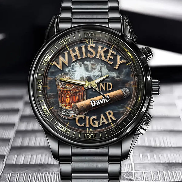 Whiskey And Cigar - Custom Name Watch