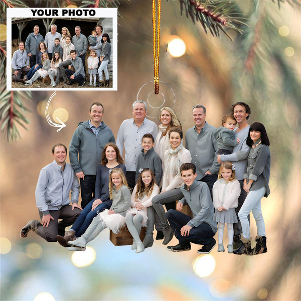 Customized Photo Ornament Family Forever - Personalized Photo Mica Ornament - Christmas Gift For Family Members