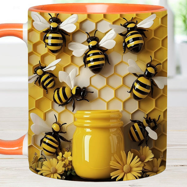 Gardening Stunning 3D Bee - Personalized Gardening Accent Mug, Ships with USPS