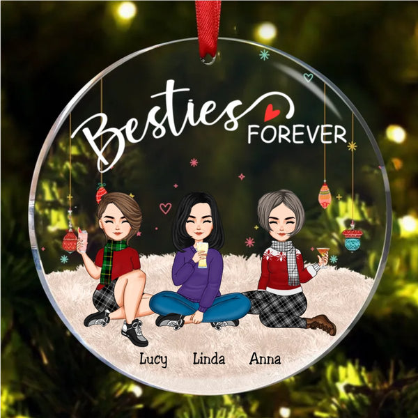 Besties - Besties Forever - Personalized Circle Ornament