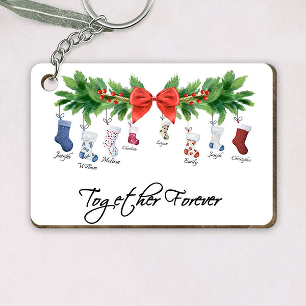 Personalized Christmas Wooden Keychain With FREE Gift Box