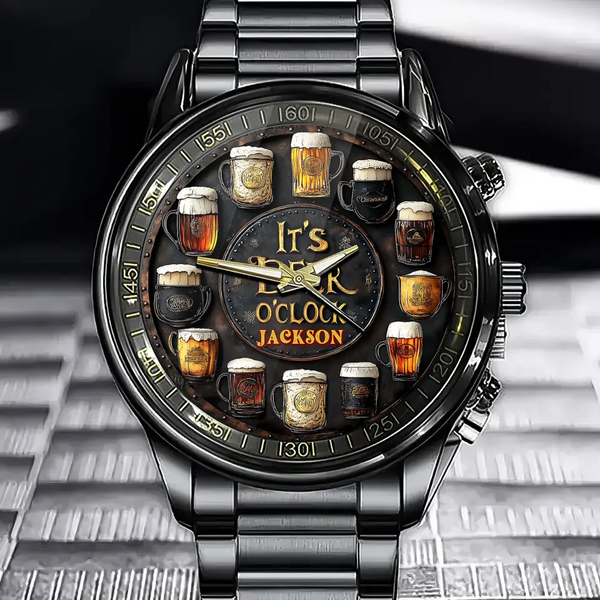 It's Beer O'clock - Personalized Name Watch Valentine's Special Gift