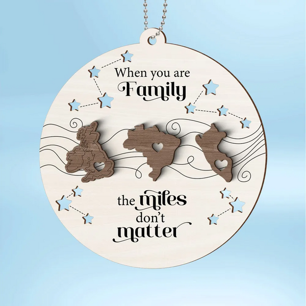 Countries Long Distance Family Friends Siblings Sisters Besties Personalized 2-Layer Wooden Ornament, Togetherness Christmas Gift