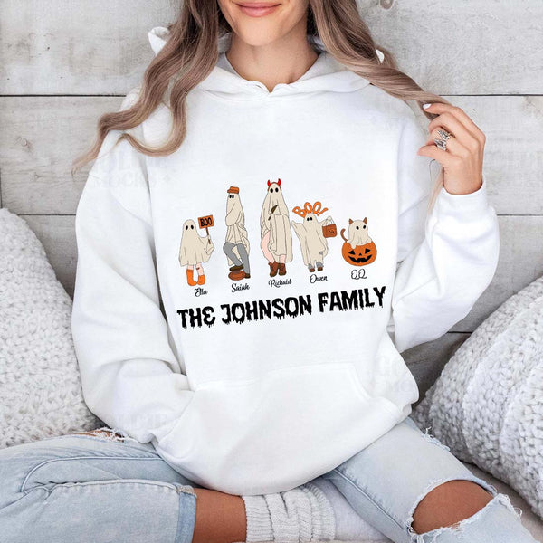 Personalized Halloween Cotton Hoodie with Heat-Pressed Designs